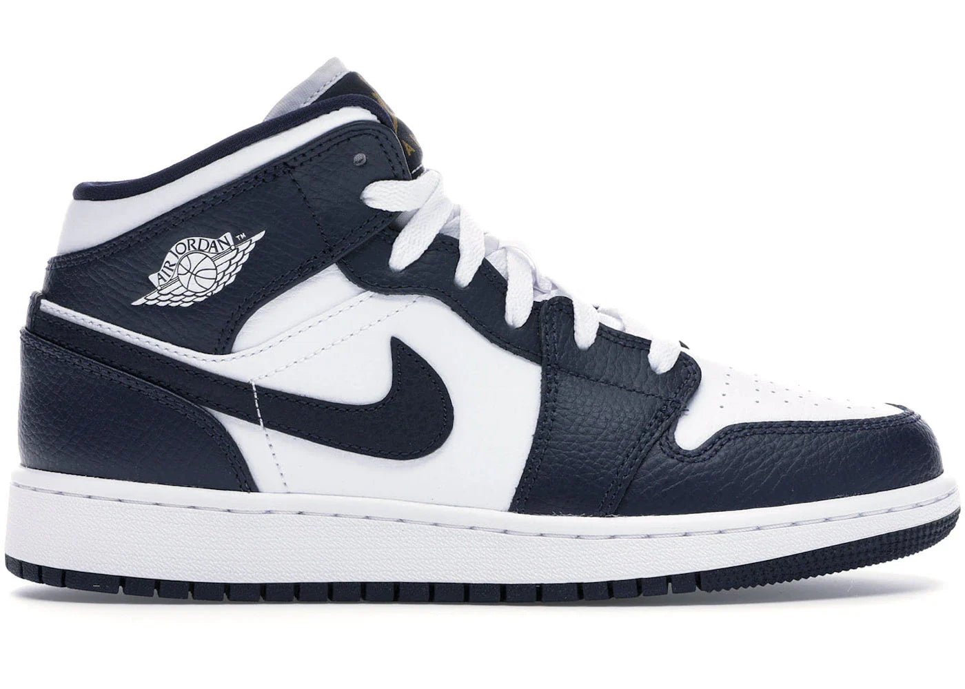 Jordan 1 Mid White Metallic Gold Obsidian (GS)