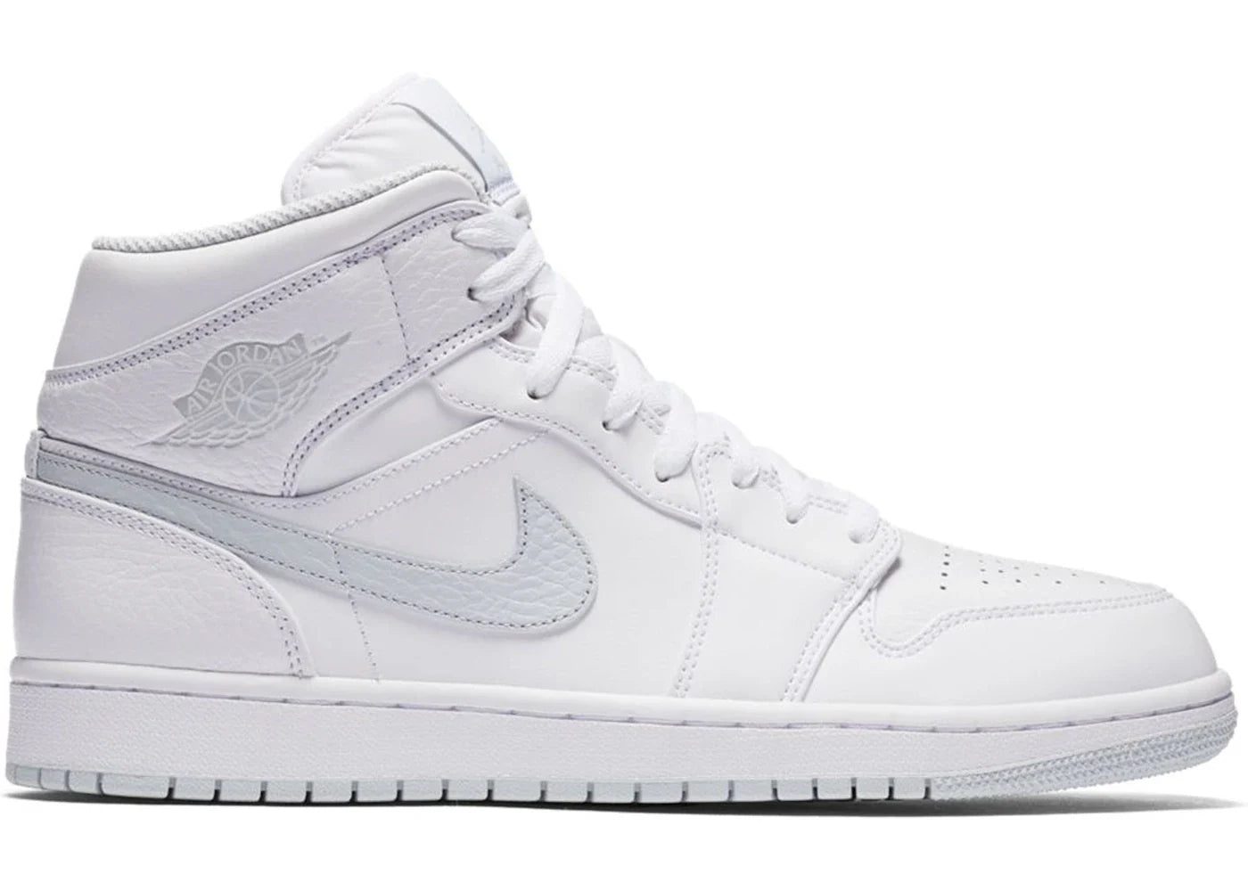 Jordan 1 Mid White Pure Platinum Swoosh