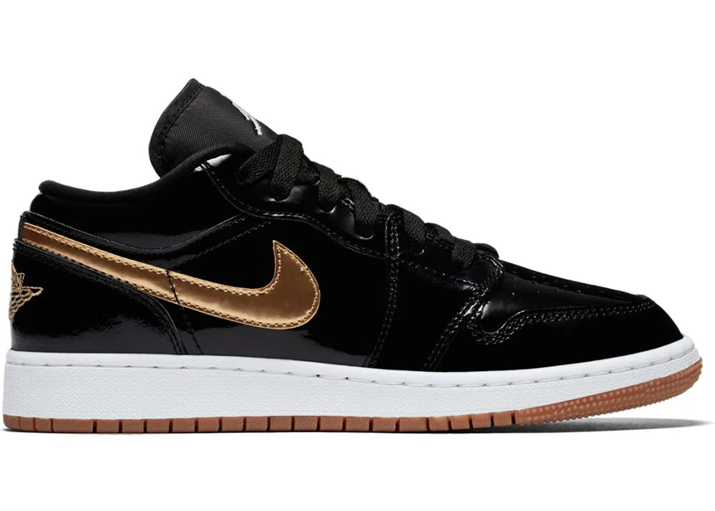 Jordan 1 Retro Low Black Gold Patent (GS)