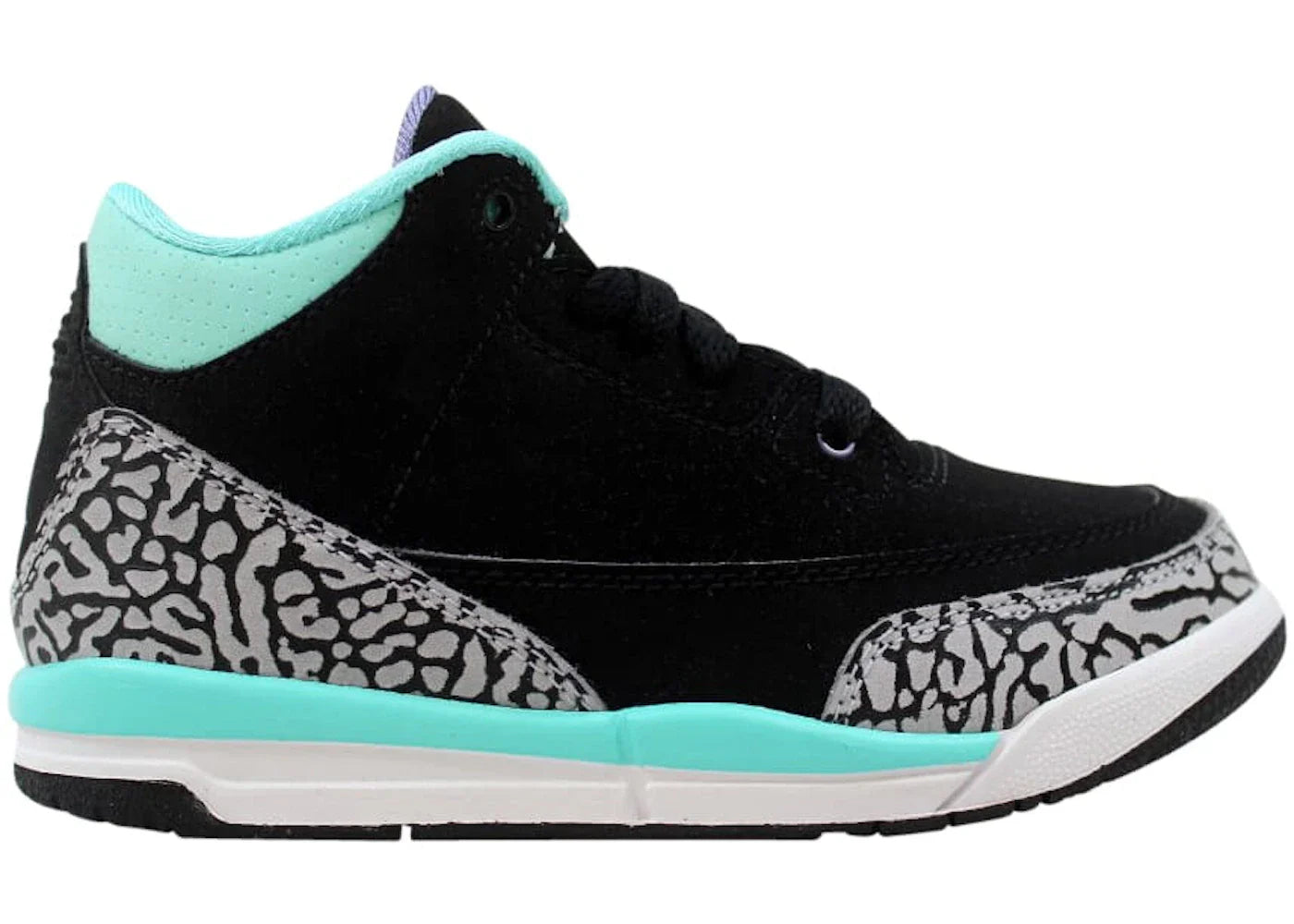 Jordan 3 Retro Black Iron Purple Bleached Turquoise (PS)