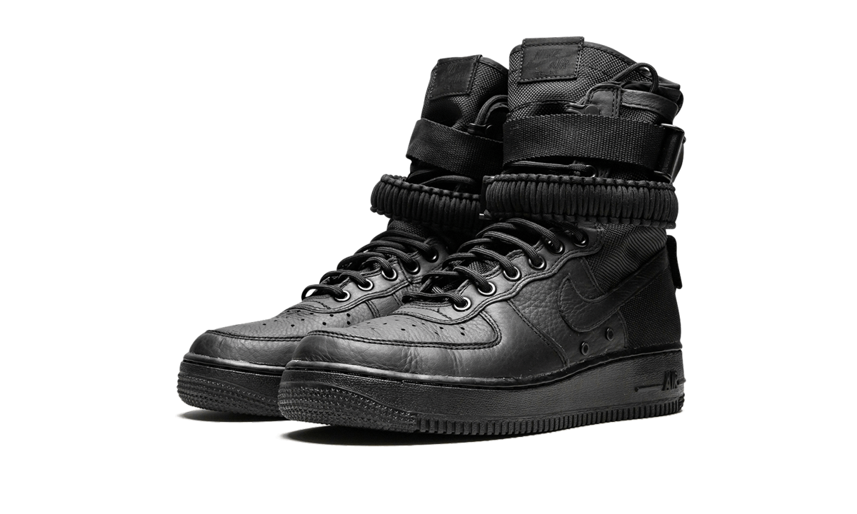 nike sf air force 1 high triple black women s+857872-002+diagnol left view