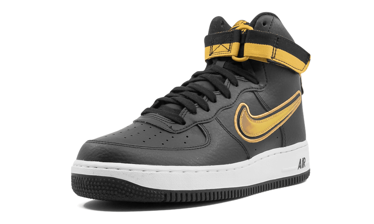 nike air force 1 high nba black metallic gold+AV3938-001+left diagnol single view
