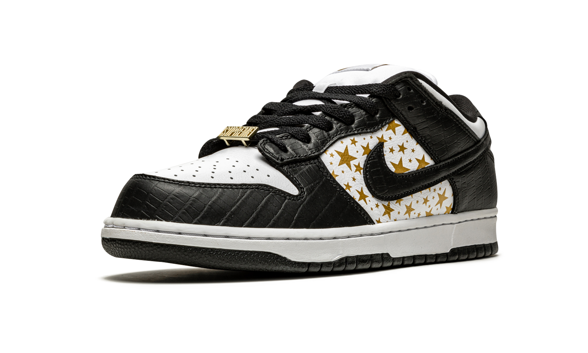 nike sb dunk low supreme stars black 2021+DH3228-102+left diagnol single view