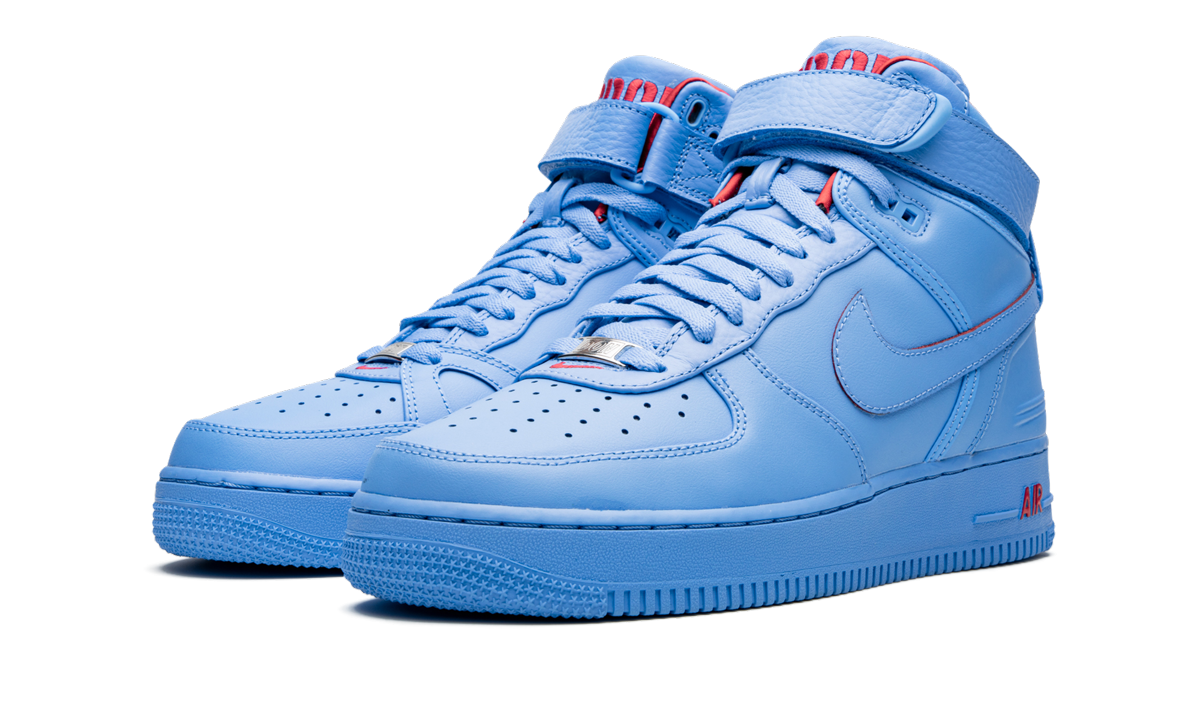 nike air force 1 high just don all star blue+CW3812-400+diagnol left view