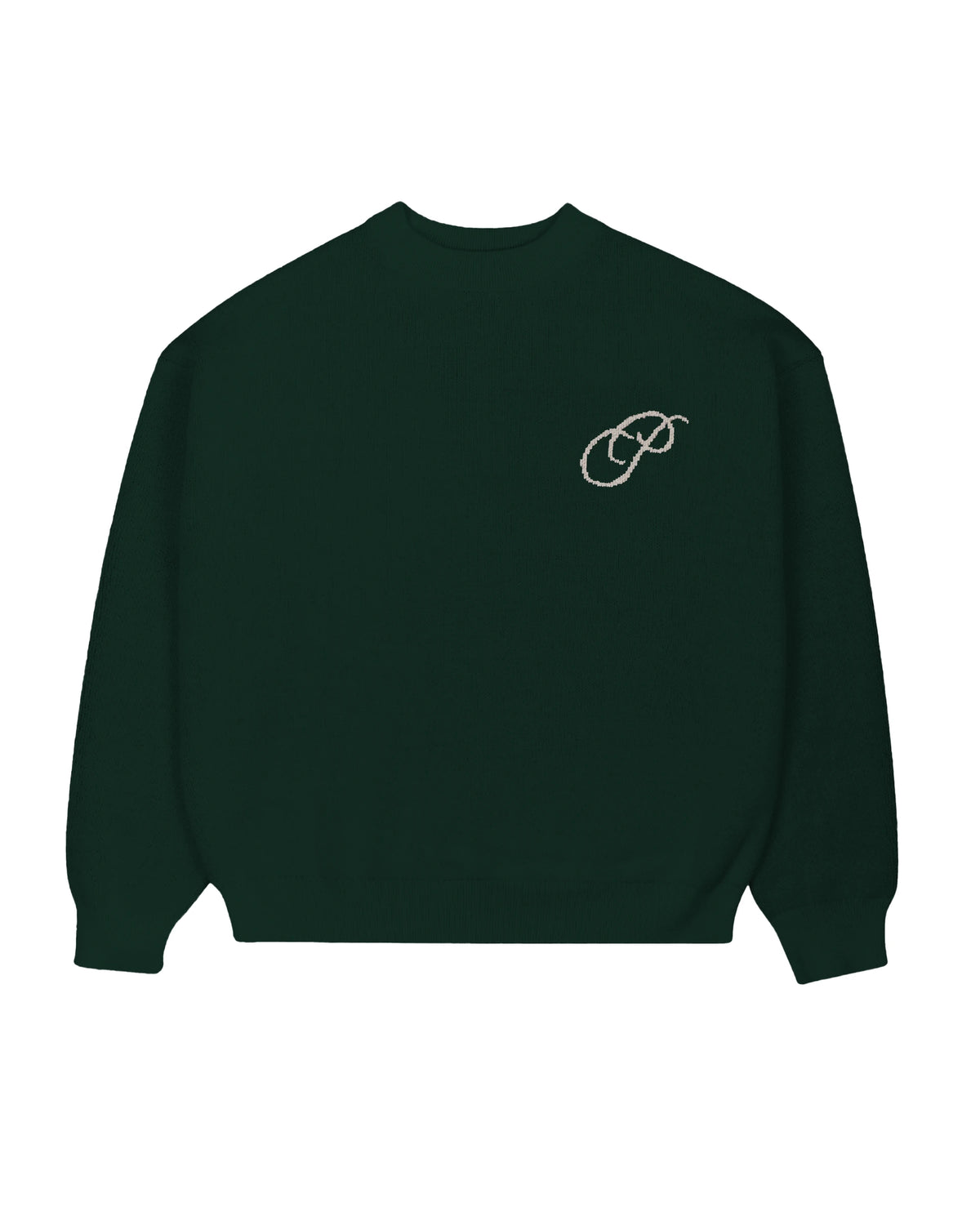 Prohibited Initial Knit Sweater Dark Green – productfoto