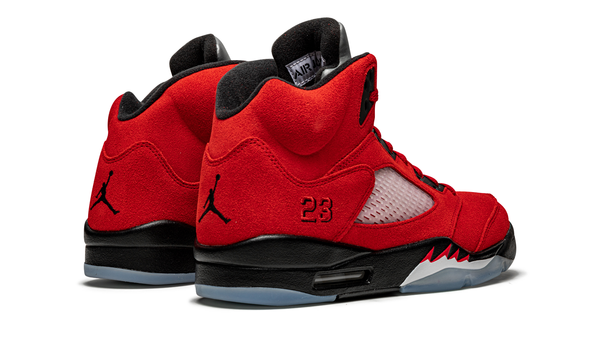 jordan 5 retro raging bull red 2021+DD0587-600+diagnol right behind view