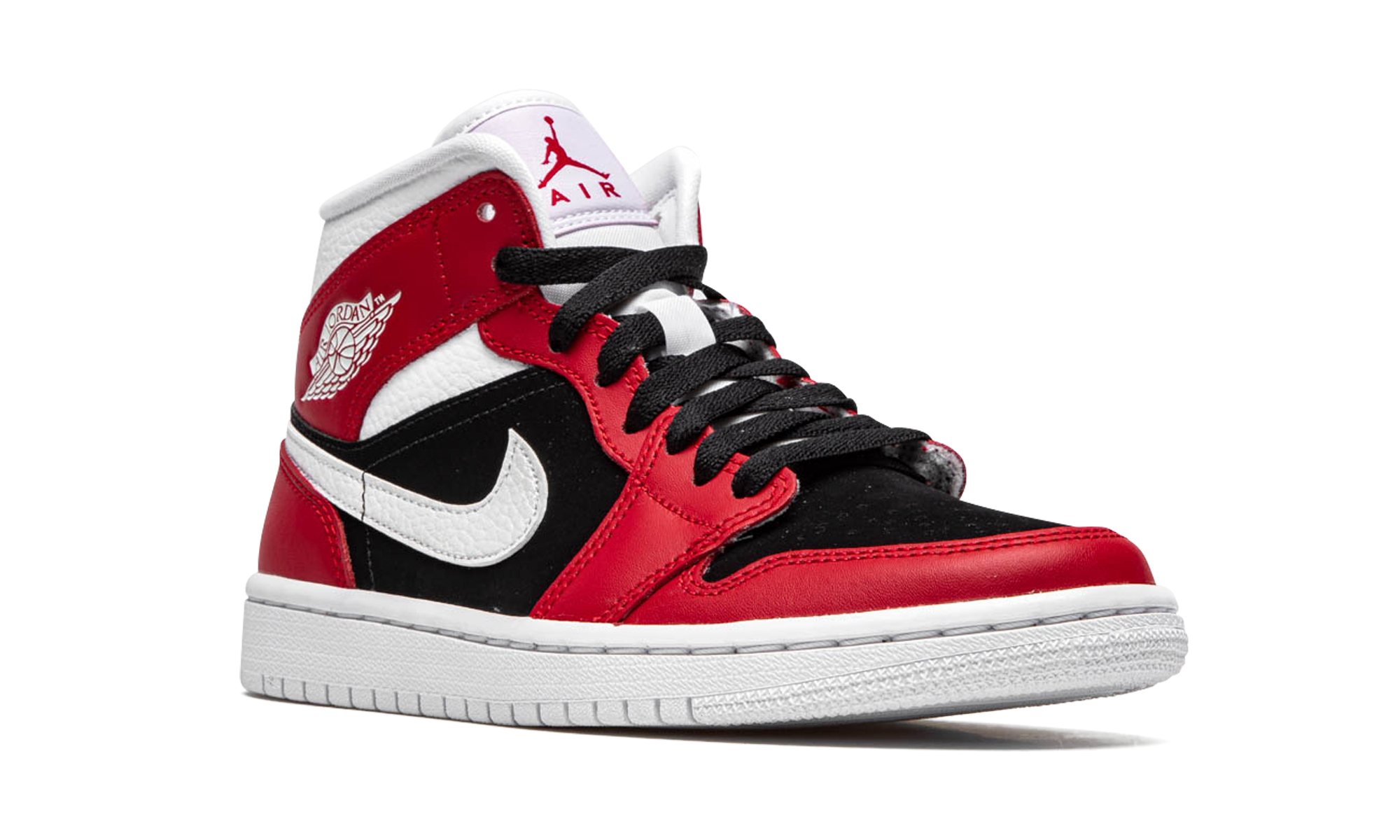 jordan 1 mid gym red black women s+BQ6472-601+diagnol right view