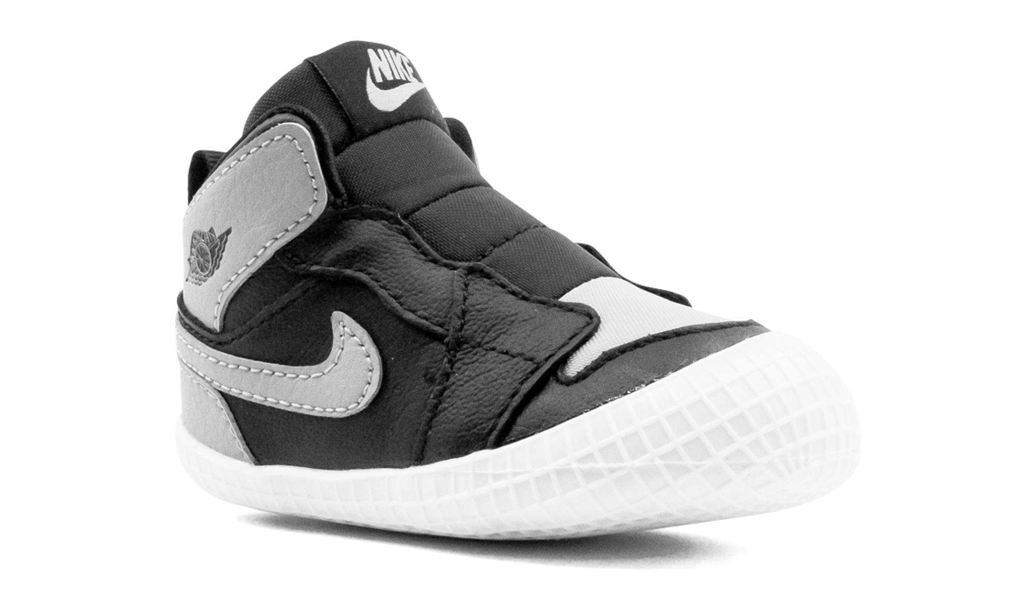 jordan 1 crib bootie black medium grey i+AT3745-013+diagnol right view