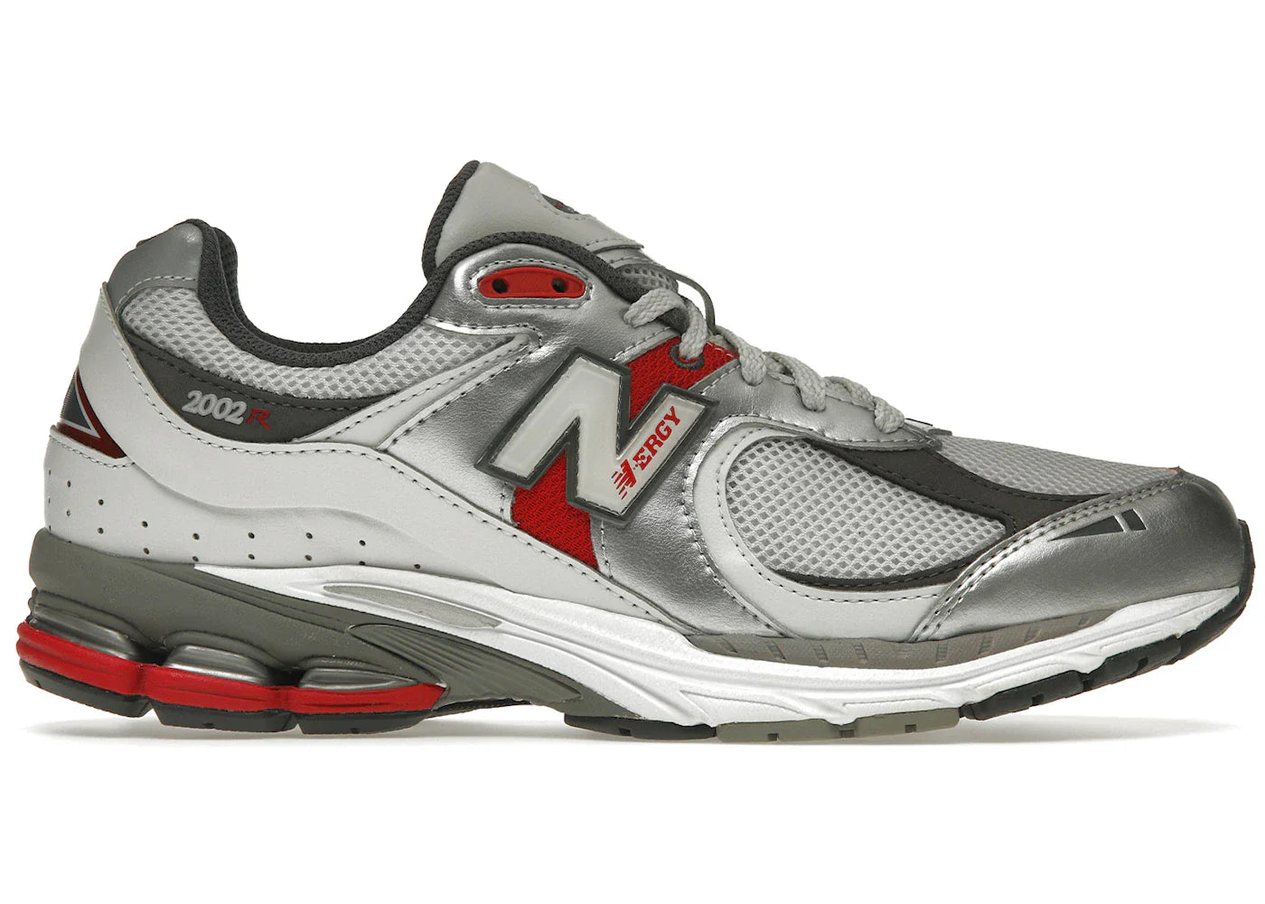 New Balance 2002R Silver Metallic Team Red