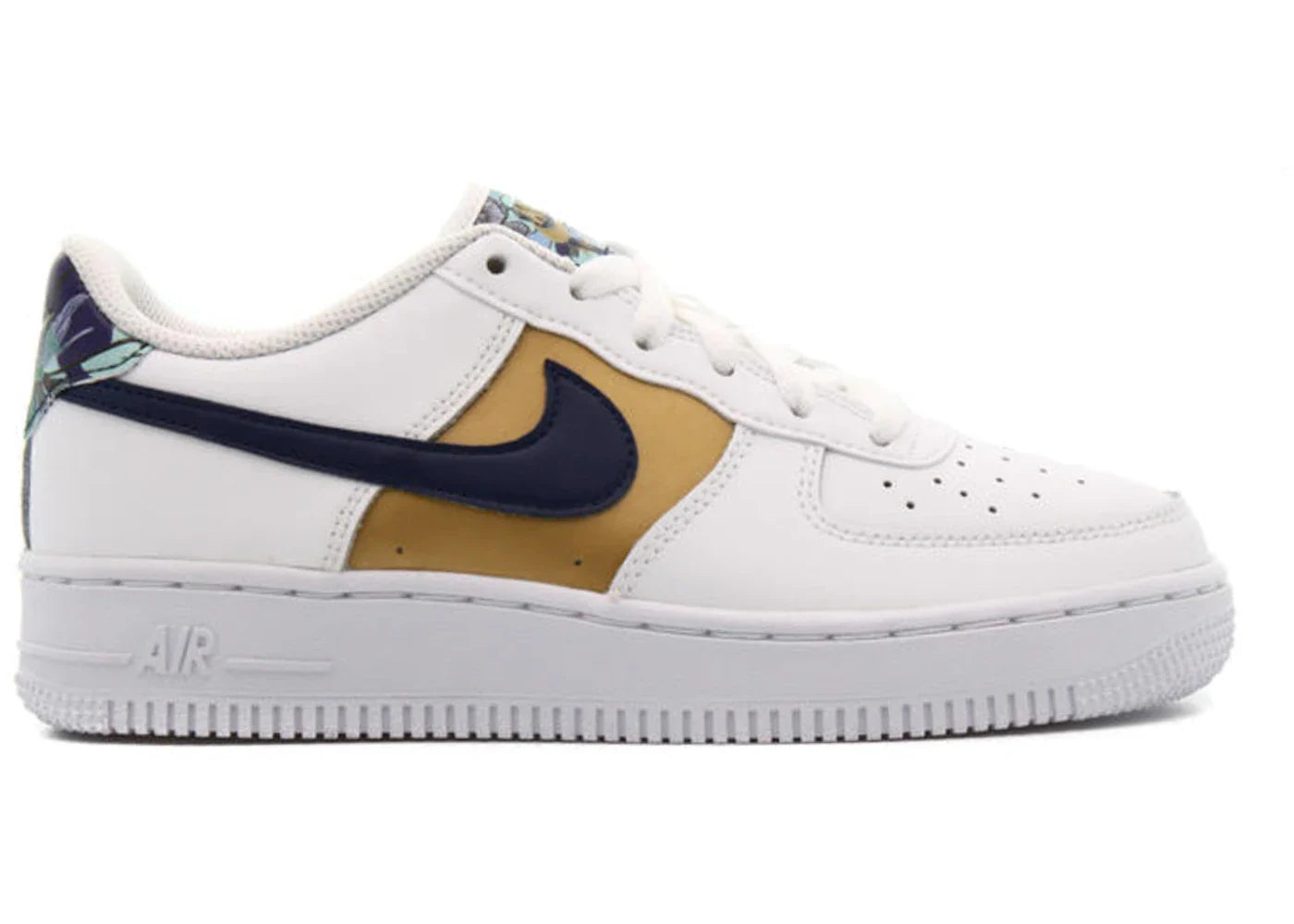 Nike Air Force 1 Low '07 LV8 White Blue Void Metallic Gold (GS)