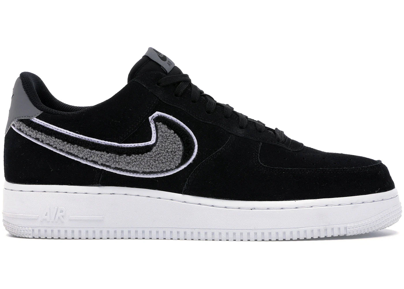 Nike Air Force 1 Low 3D Chenille Swoosh Black Cool Grey