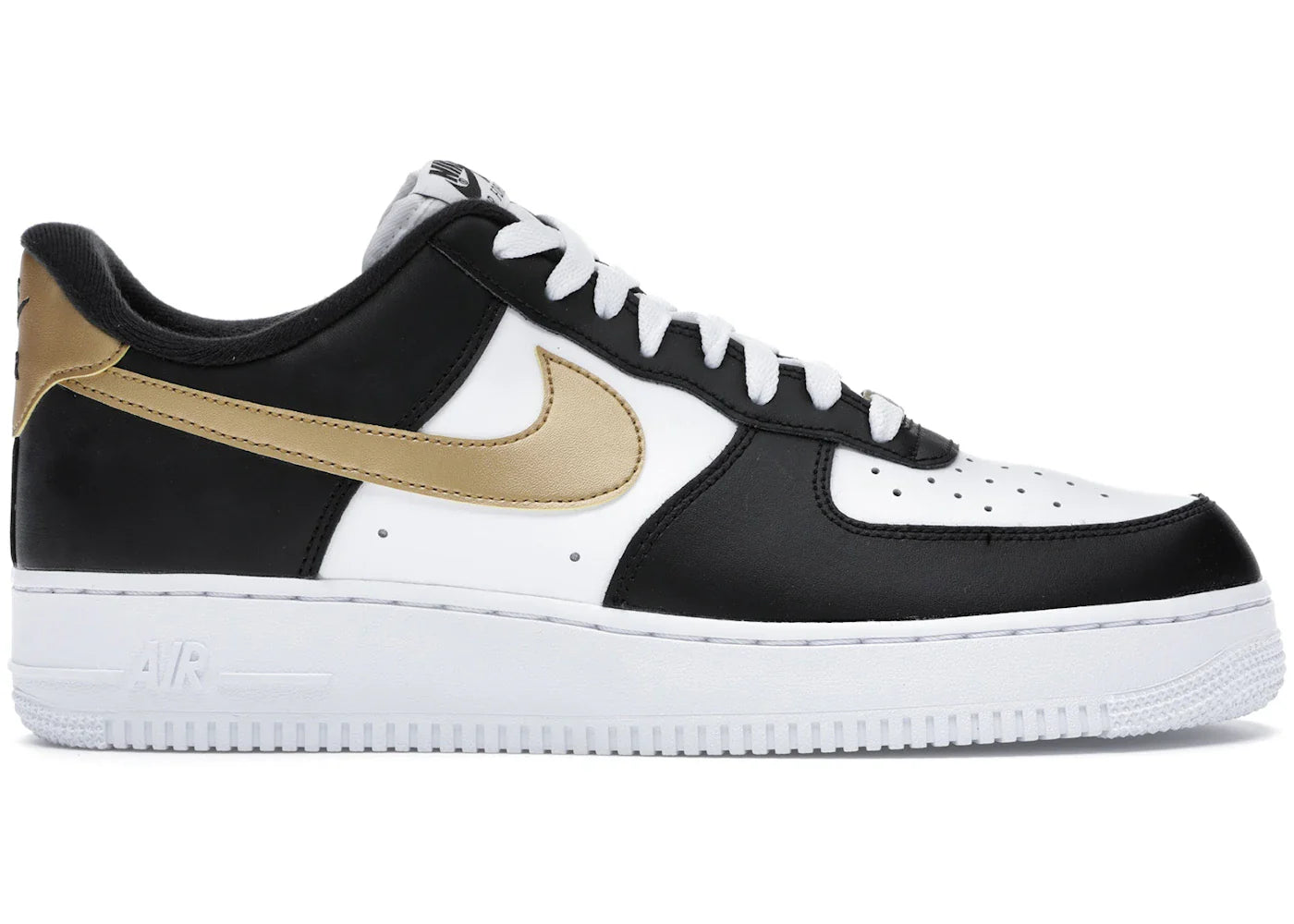 Nike Air Force 1 Low Black White Metallic Gold