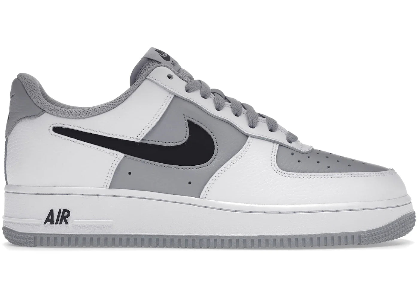 Nike Air Force 1 Low Cut-Out White Grey Black Swoosh