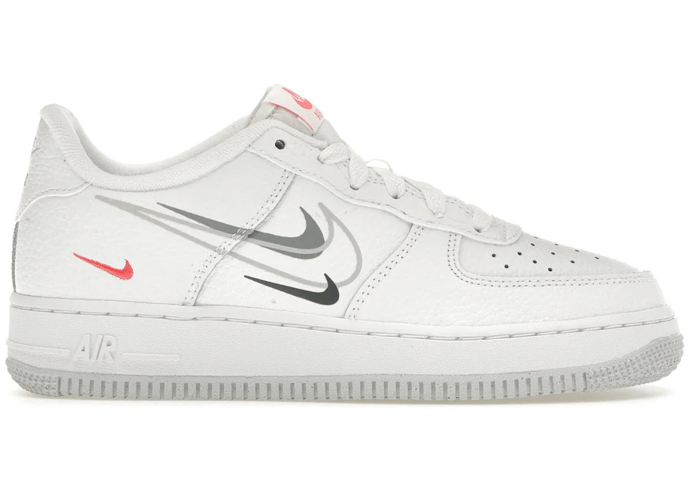 Nike Air Force 1 Low Multi-Swoosh White Particle Grey Photon Dust Bright Crimson (GS)