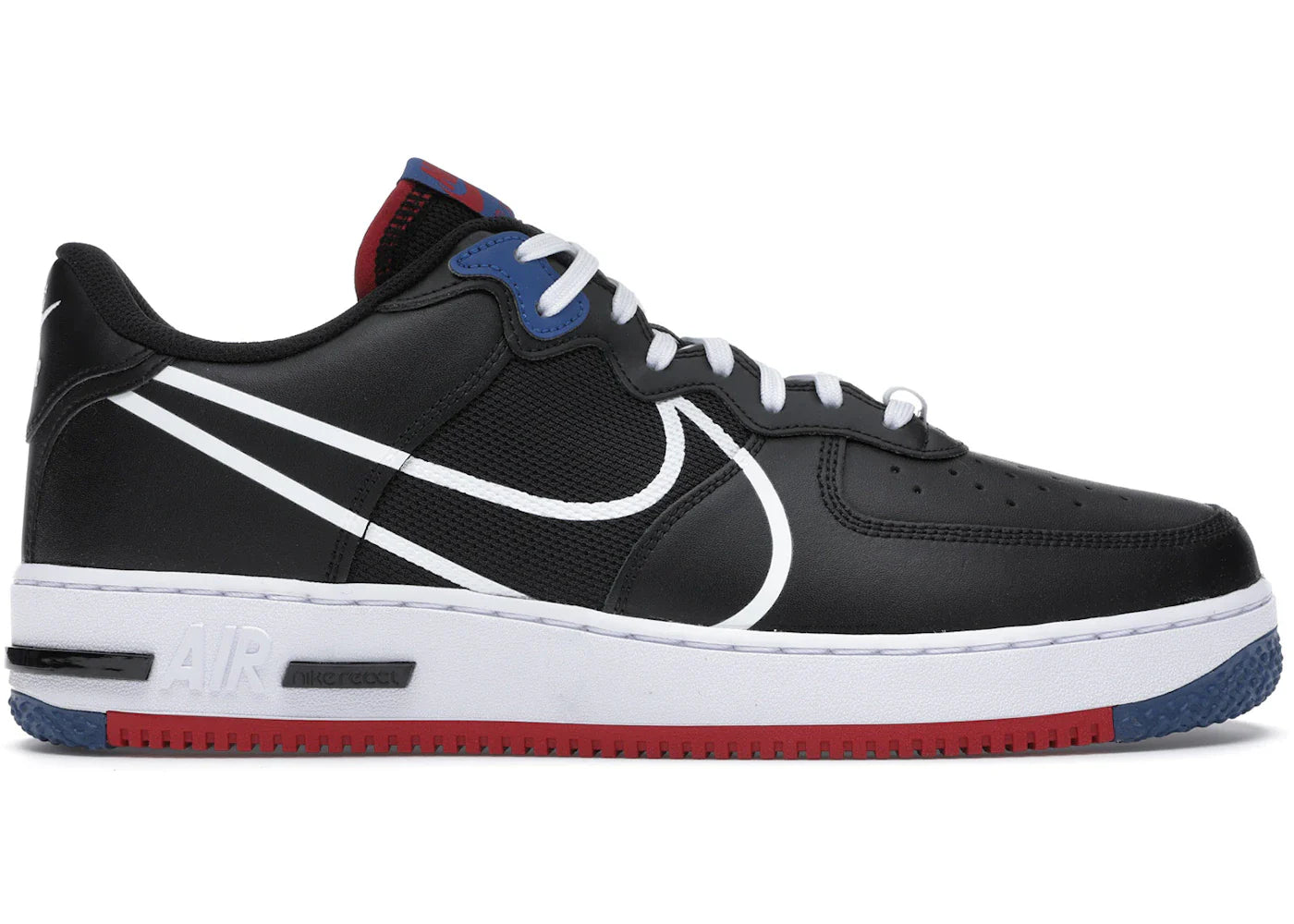 Nike Air Force 1 Low React Black White Gym Red Gym Blue