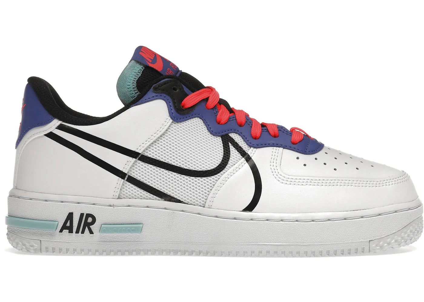 Nike Air Force 1 Low React White Astronomy Blue Laser Crimson