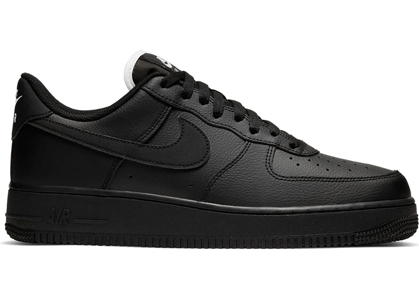 Nike Air Force 1 Low Triple Black (White Tongue)