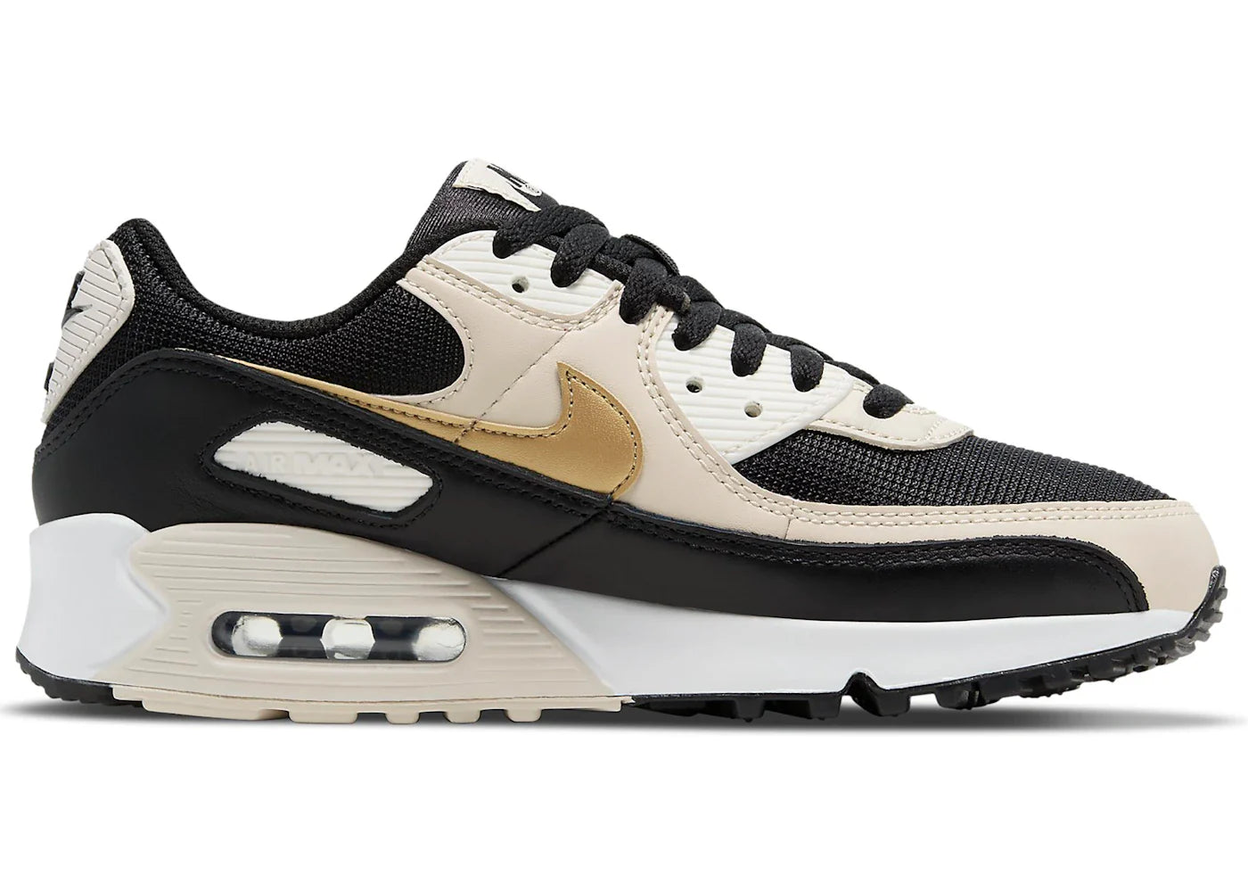 Nike Air Max 90 Black Metallic Gold Summit White (Women's)