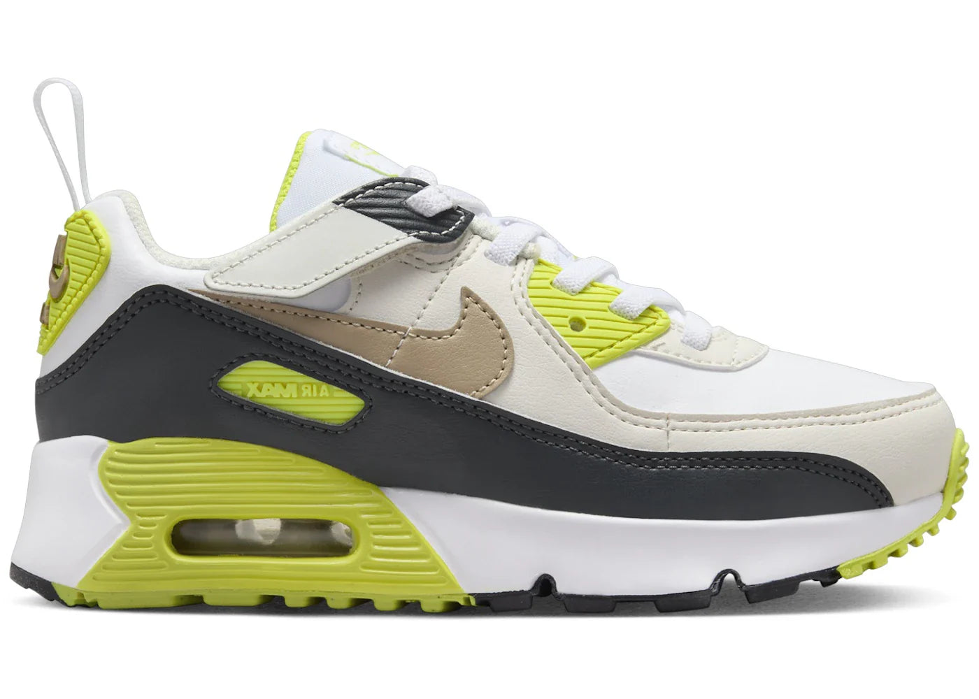Nike Air Max 90 EasyOn White Cyber Dark Smoke Grey Khaki (PS)