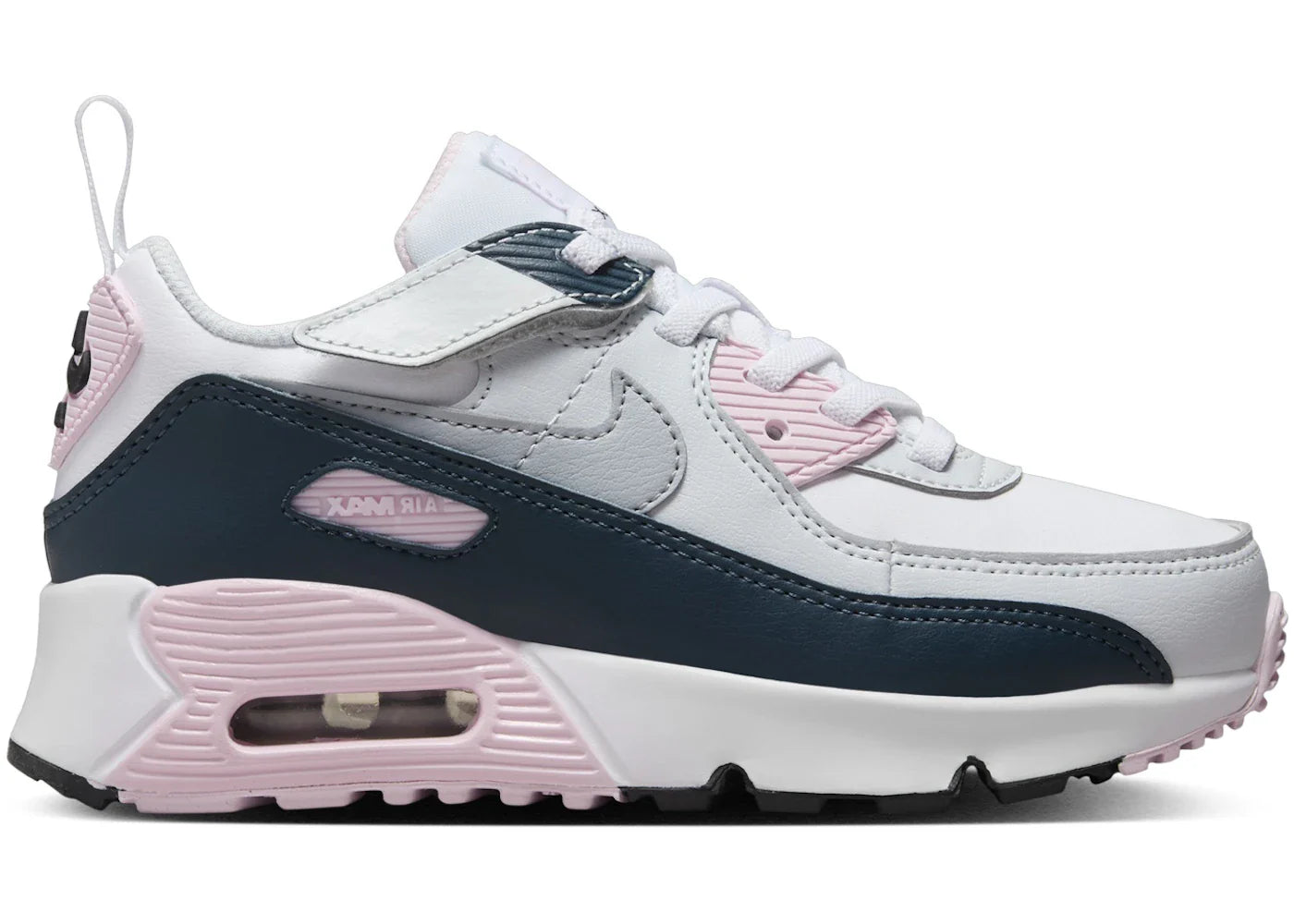 Nike Air Max 90 EasyOn White Pink Foam Armory Navy Wolf Grey (PS)