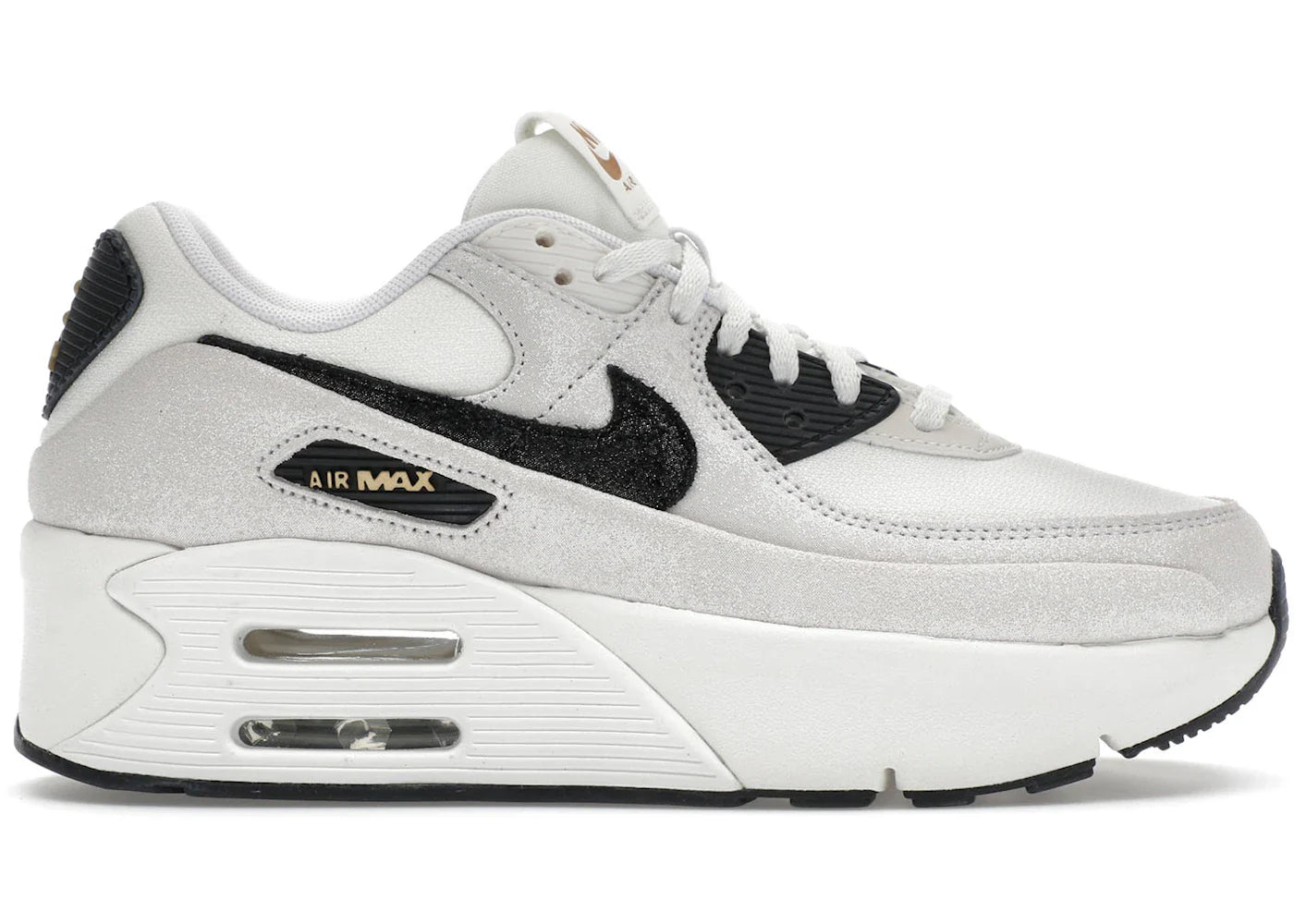 Nike Air Max 90 LV8 White Metallic Gold Black (Women's)