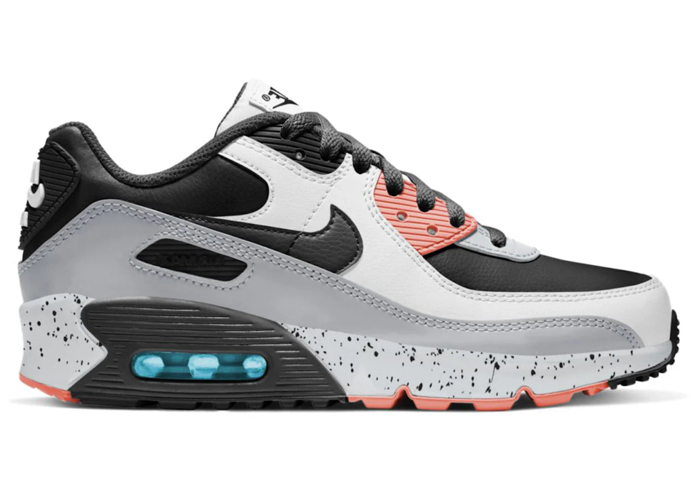 Nike Air Max 90 Leather White Turf Orange Speckled (GS)