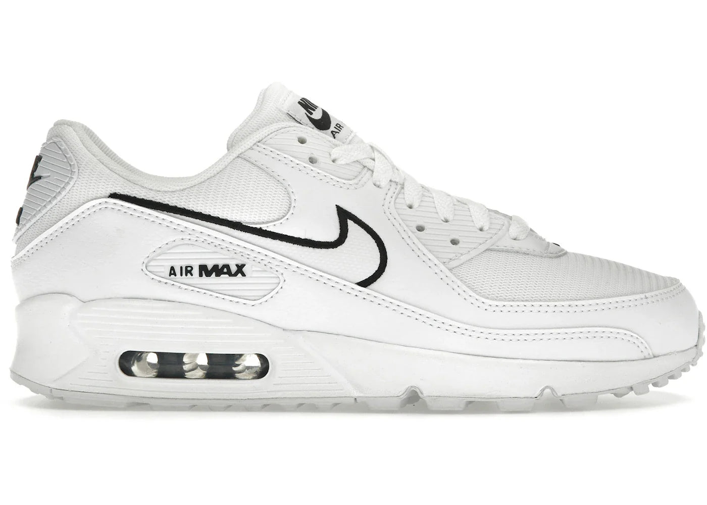 Nike Air Max 90 White Black Outlined Swoosh