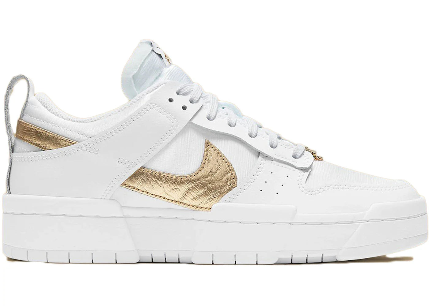 Nike Dunk Low Disrupt White Metallic Gold (Women's)