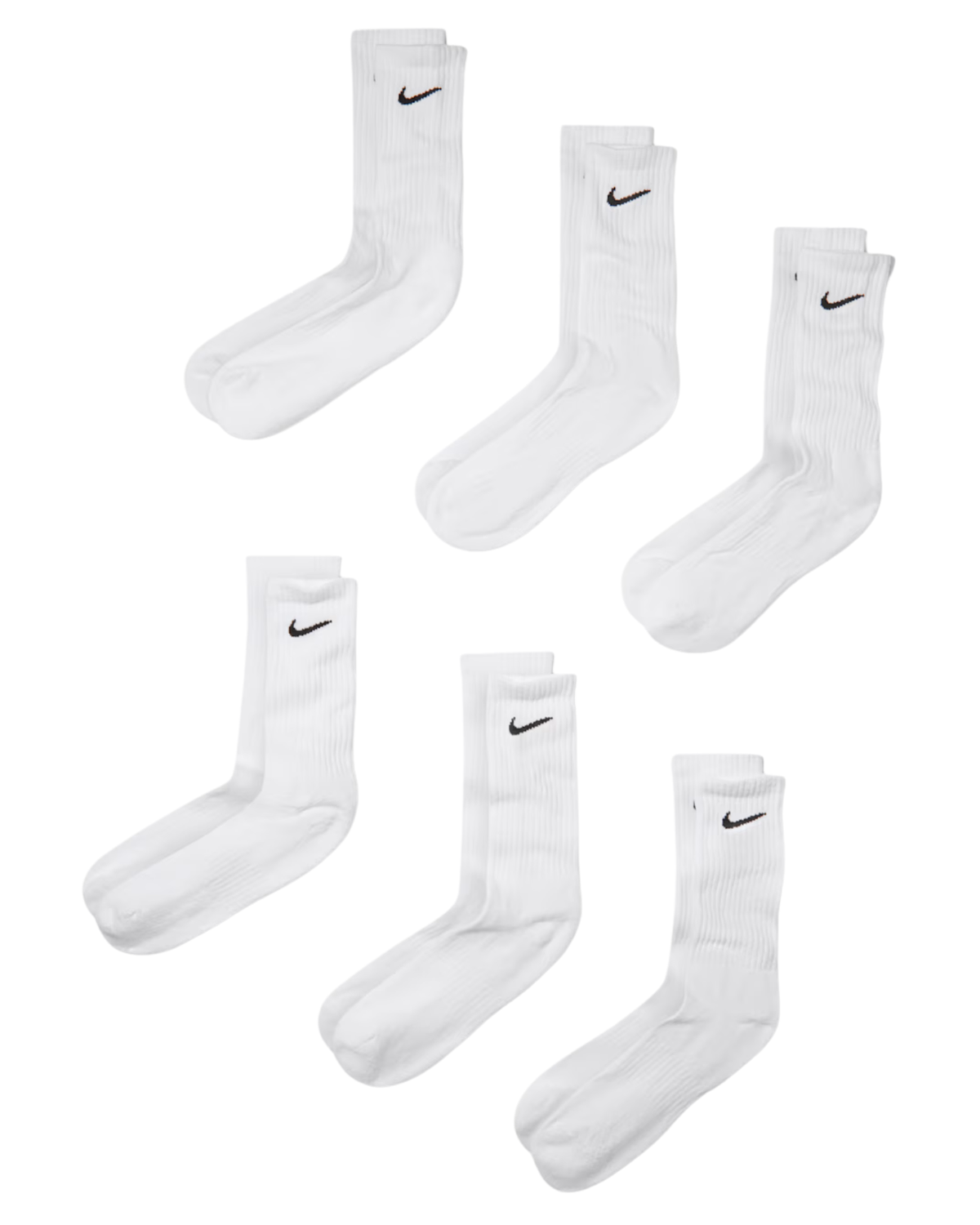 Nike Everyday Cushion Crew Sokken Wit (6-pack)