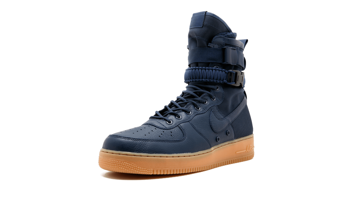 nike sf air force 1 high navy gum+864024-400+left diagnol single view