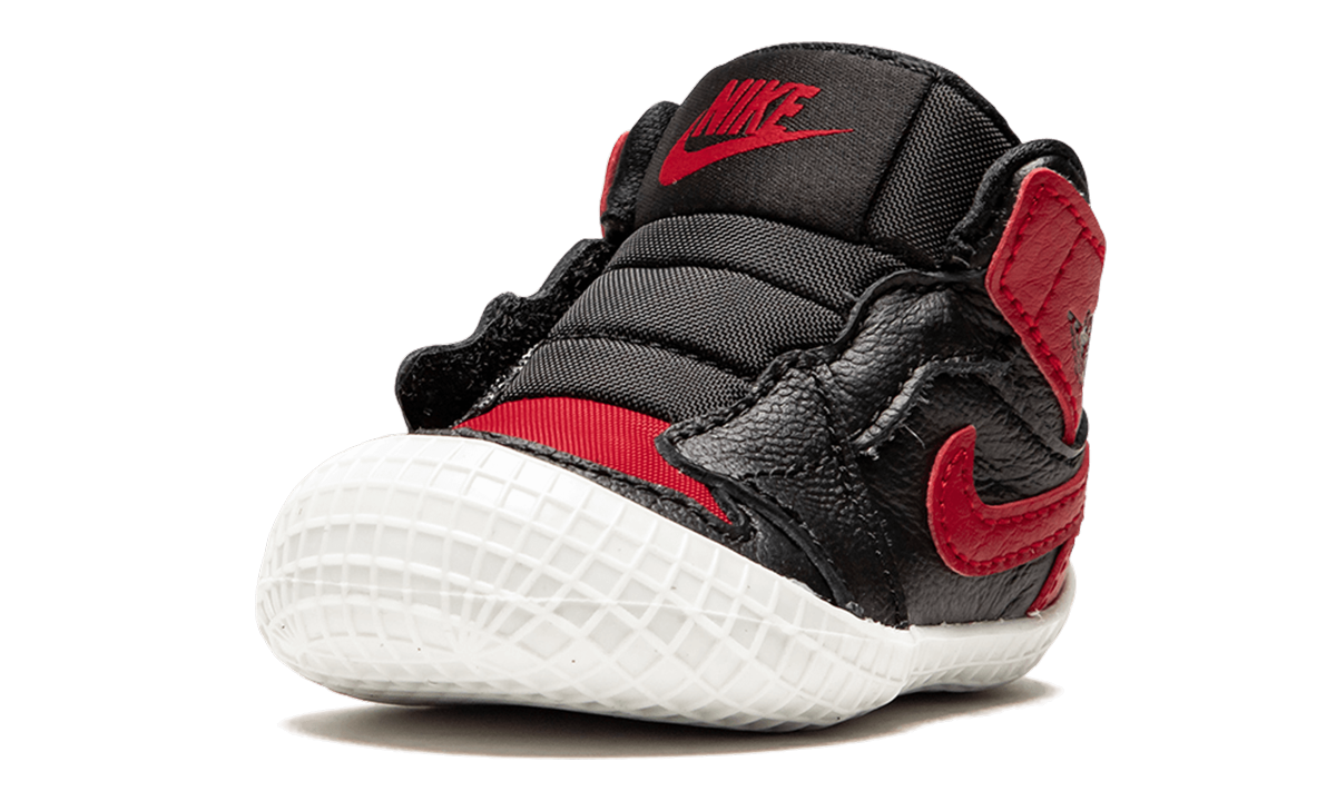jordan 1 crib bootie bred i+AT3745-023+left diagnol single view