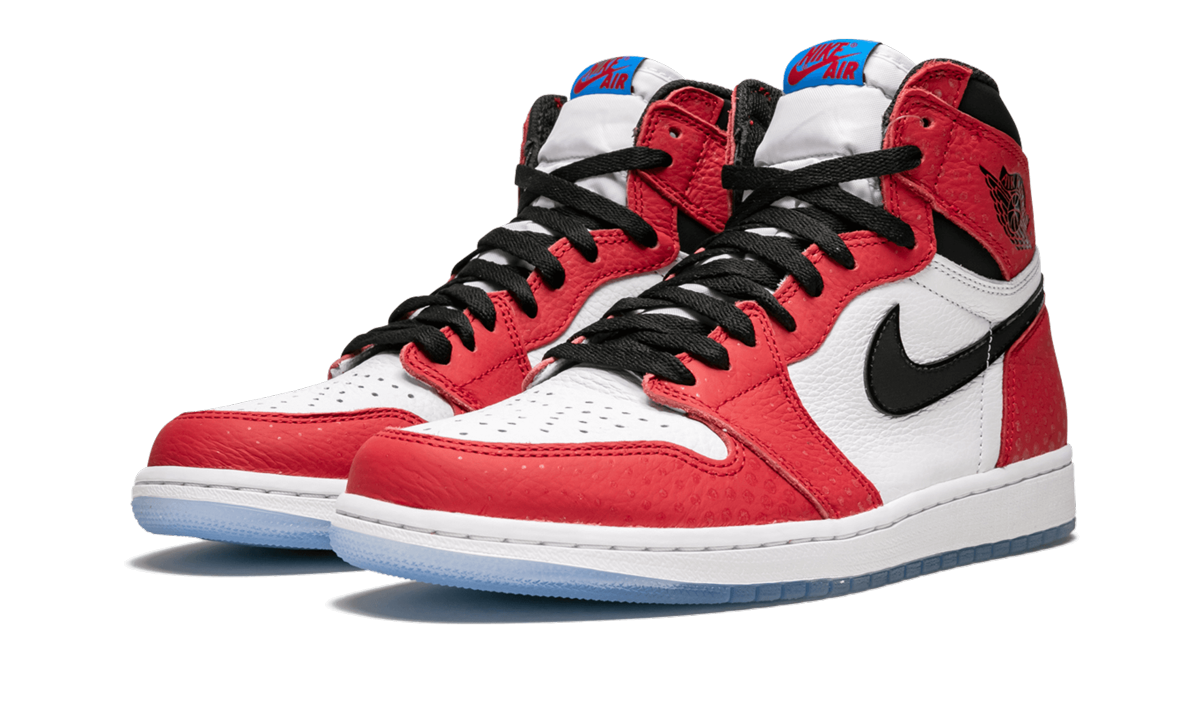 jordan 1 retro high spider man origin story+555088-602+diagnol left view