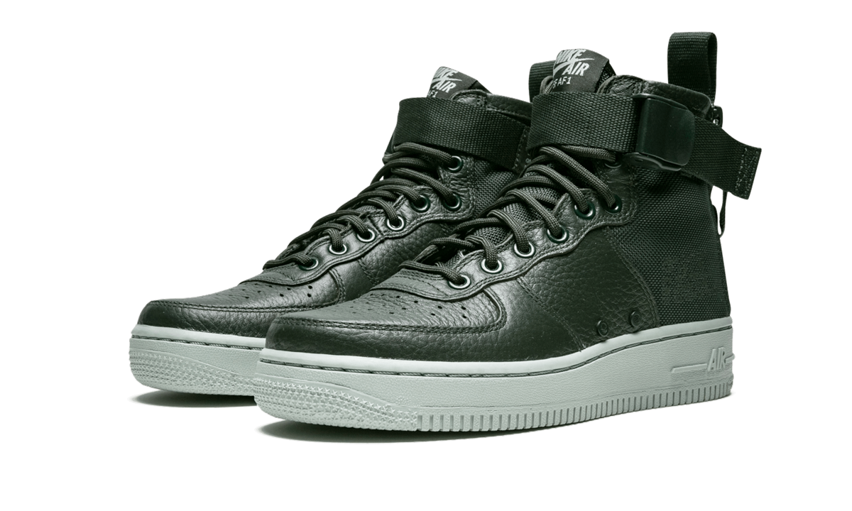 nike sf air force 1 mid outdoor green women s+AA3966-300+diagnol left view