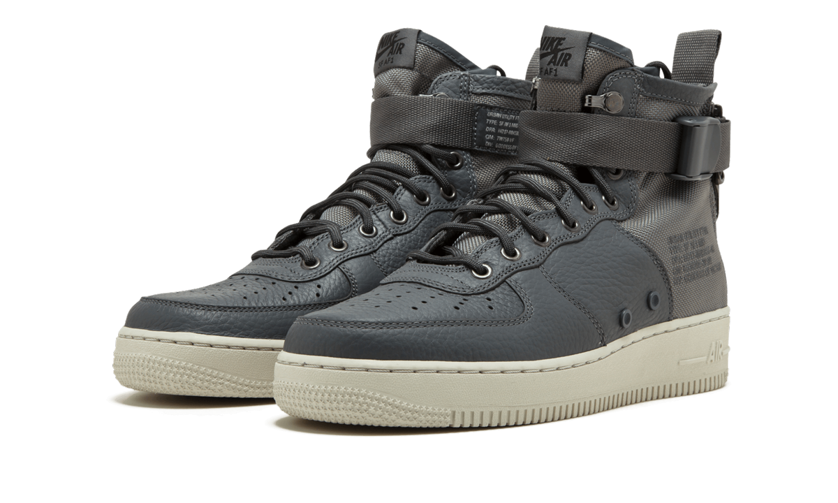 nike sf air force 1 mid dark grey+917753-004+diagnol left view