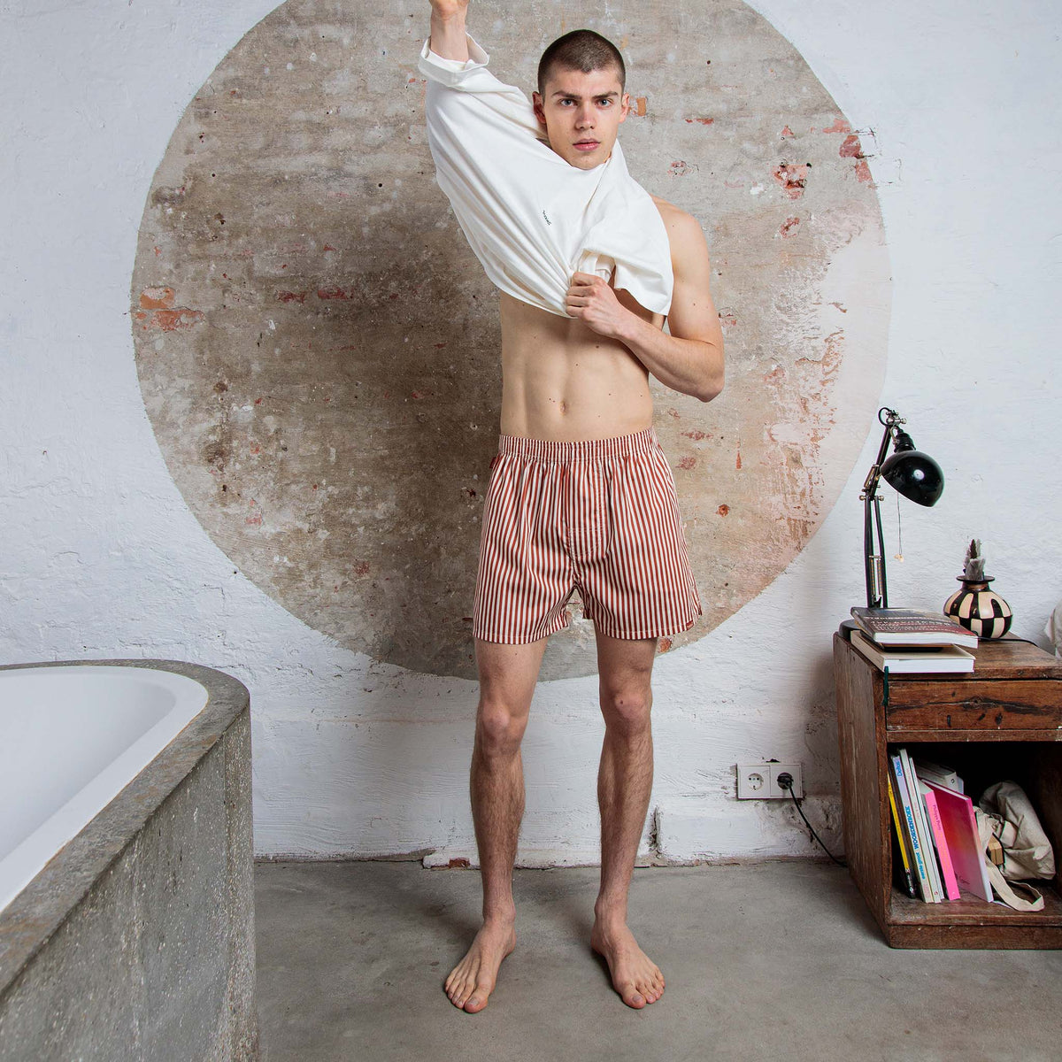 Pockies Terracotta Striped Boxershort Rood