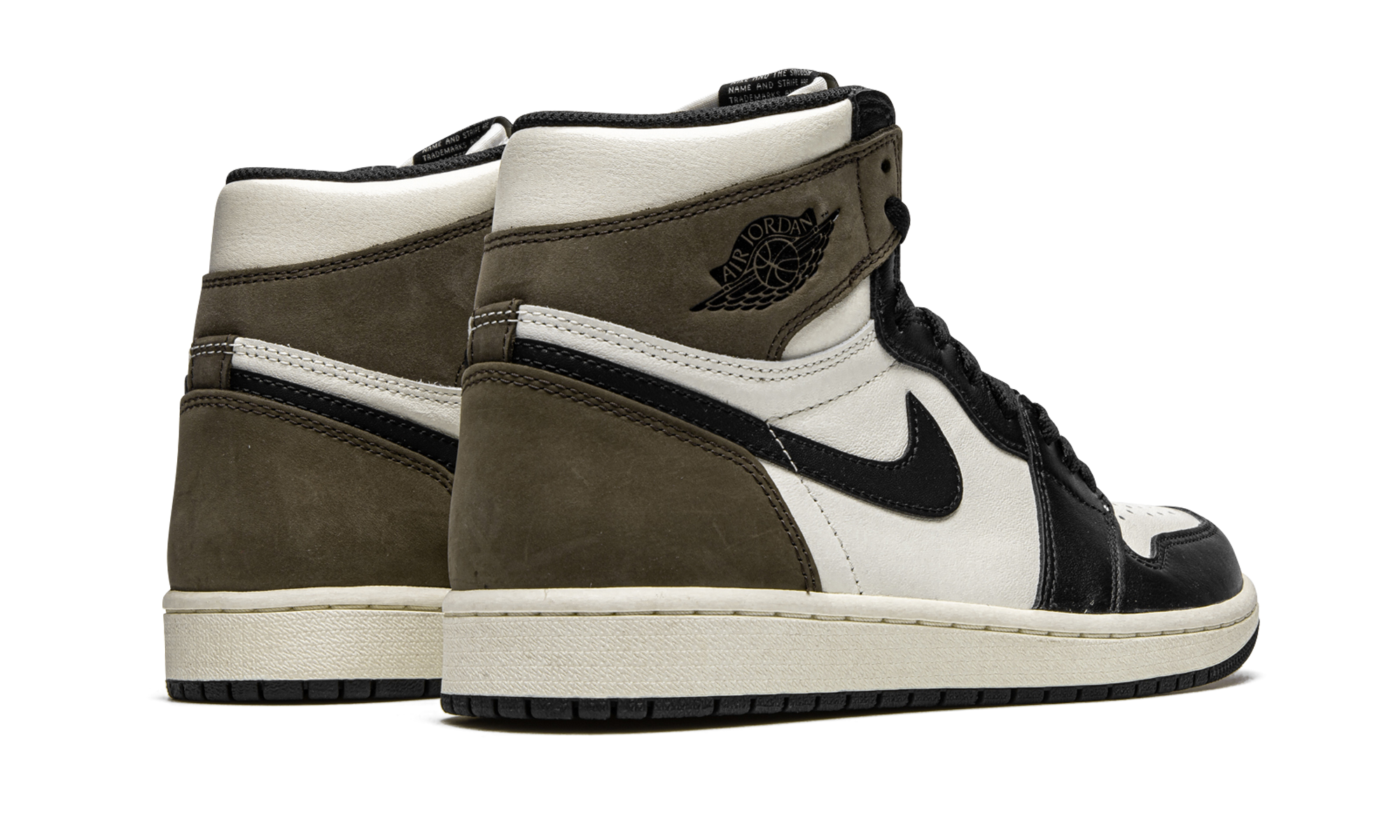 jordan 1 retro high dark mocha+555088-105+diagnol right behind view