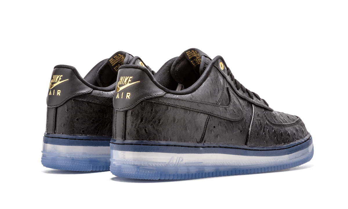 nike air force 1 cmft lux low black ostrich+805300-001+left diagnol single view