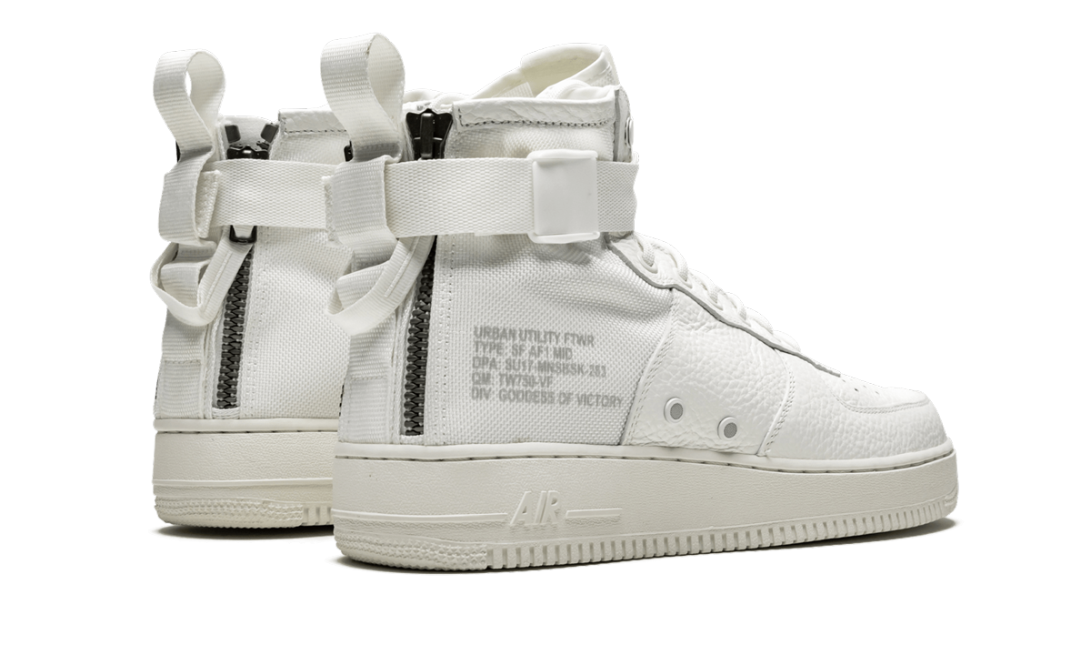 nike sf air force 1 mid triple ivory+AA6655-100+diagnol right behind view