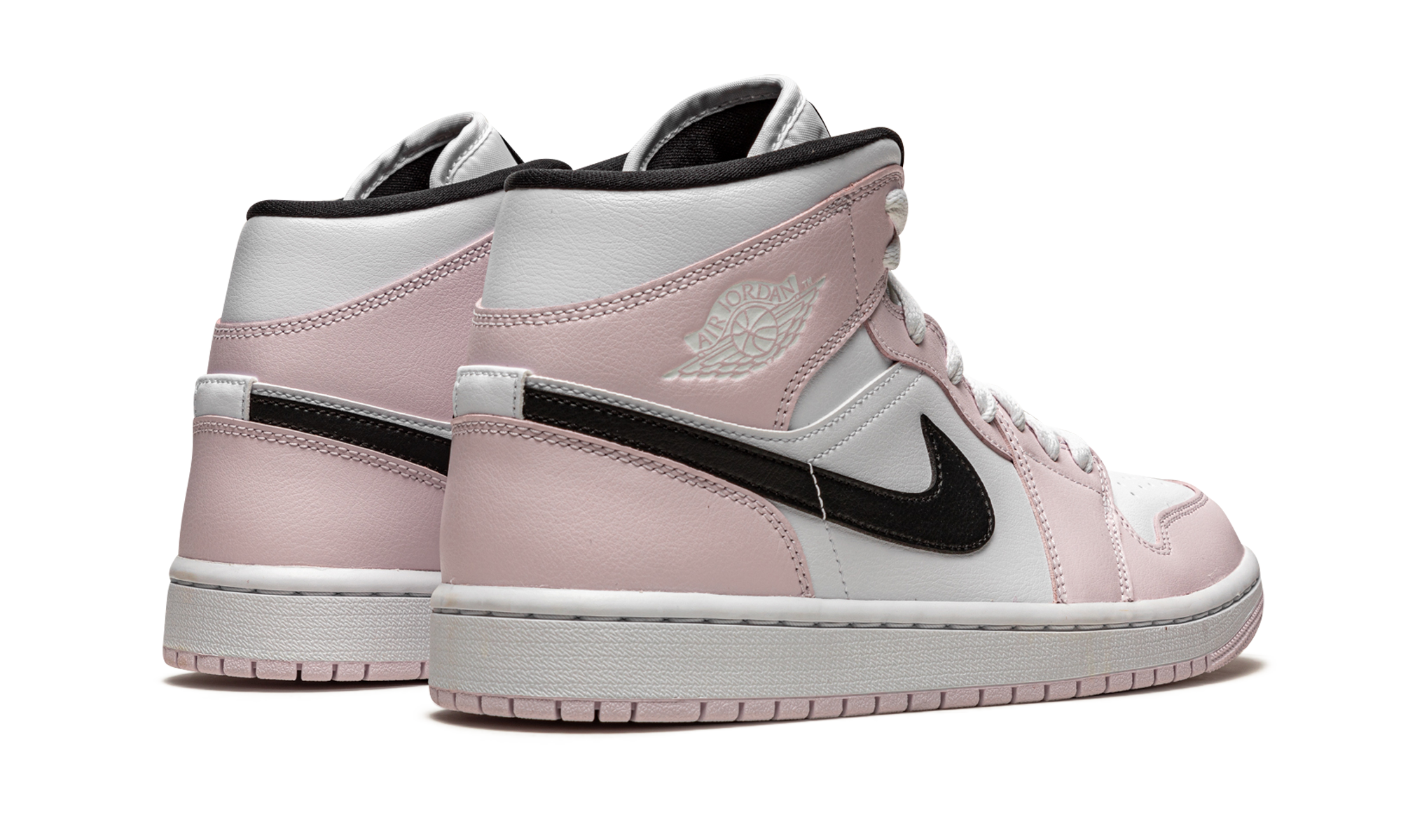 jordan 1 mid barely rose women s+BQ6472-500+diagnol right behind view