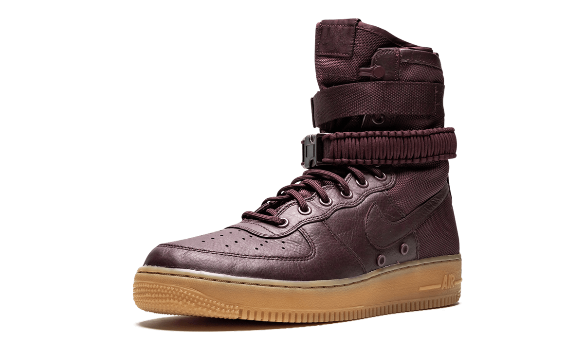 nike sf air force 1 high deep burgundy+864024-600+left diagnol single view