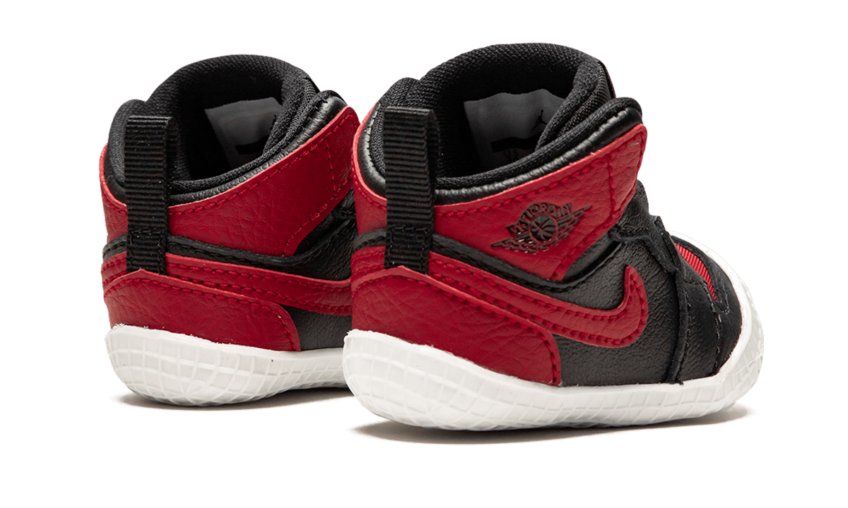 jordan 1 crib bootie bred i+AT3745-023+diagnol right behind view