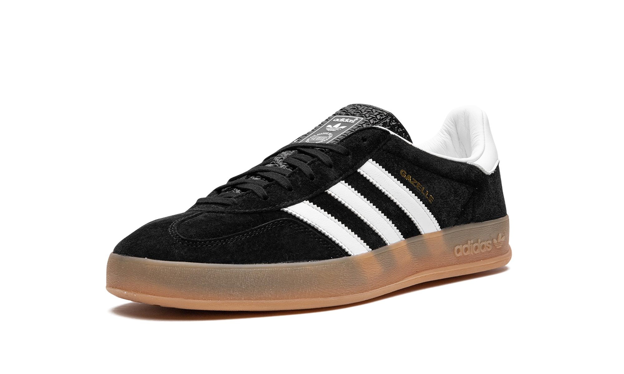 adidas gazelle black white gum+H06259+left diagnol single view