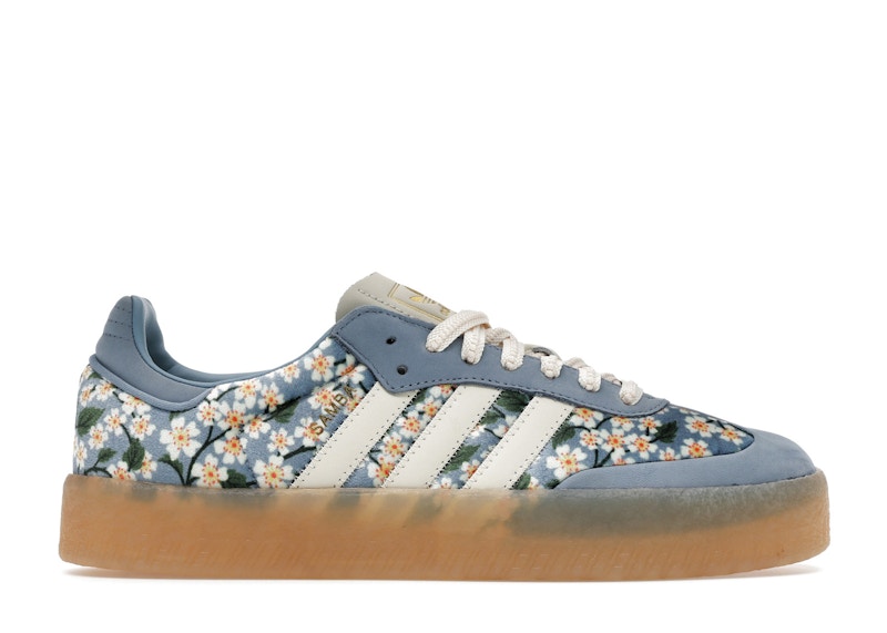 adidas Sambae Liberty London Floral Embroidery Blue Cream White (Women's)