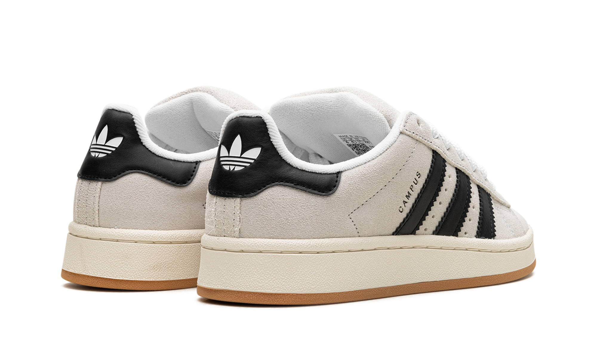 adidas campus 00s crystal white core black+GY0042+diagnol right behind view