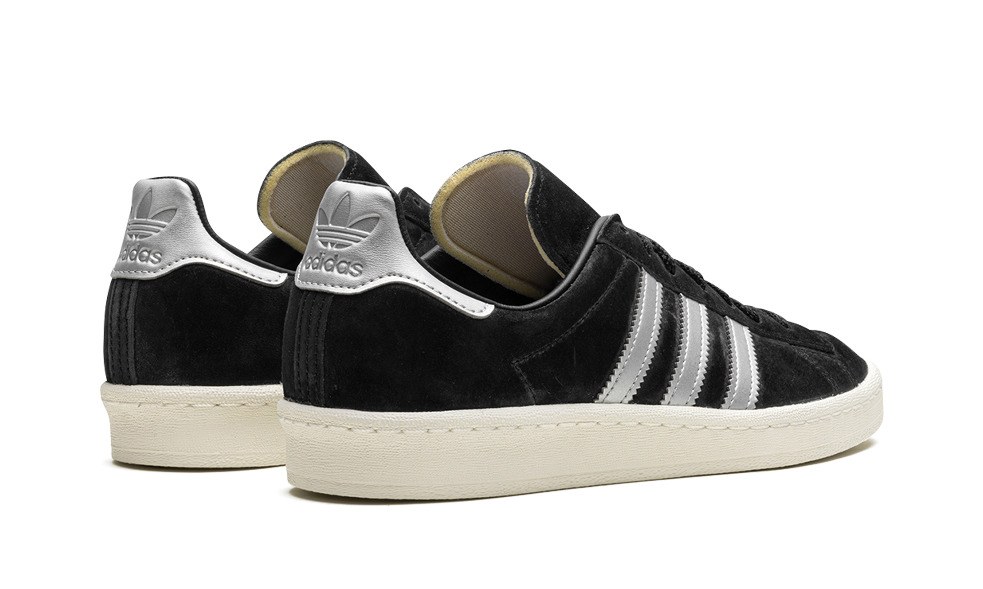 adidas campus 80s black off white+GX7330+diagnol right behind view