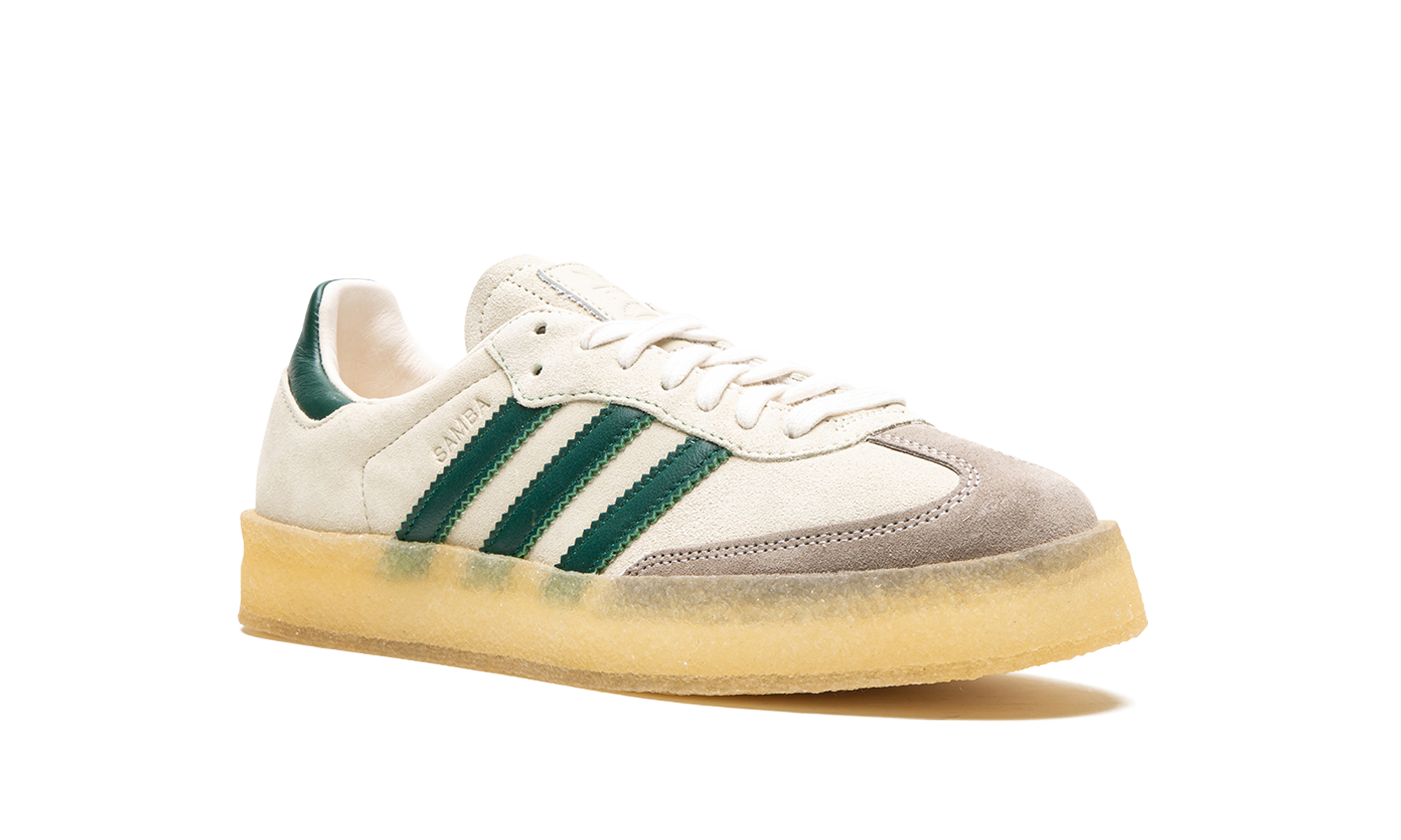 adidas clarks 8th street samba by ronnie fieg chalk white green+ID7297+diagnol right view