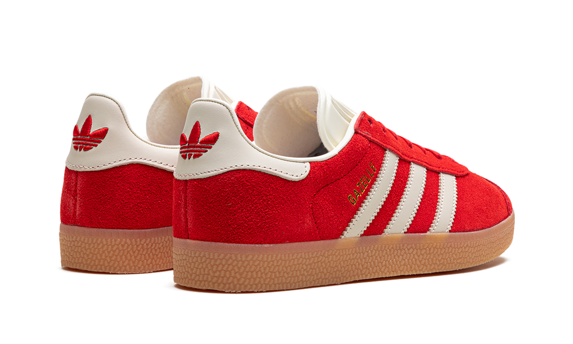 adidas gazelle better scarlet aluminum gum women s+IF7161+diagnol right behind view