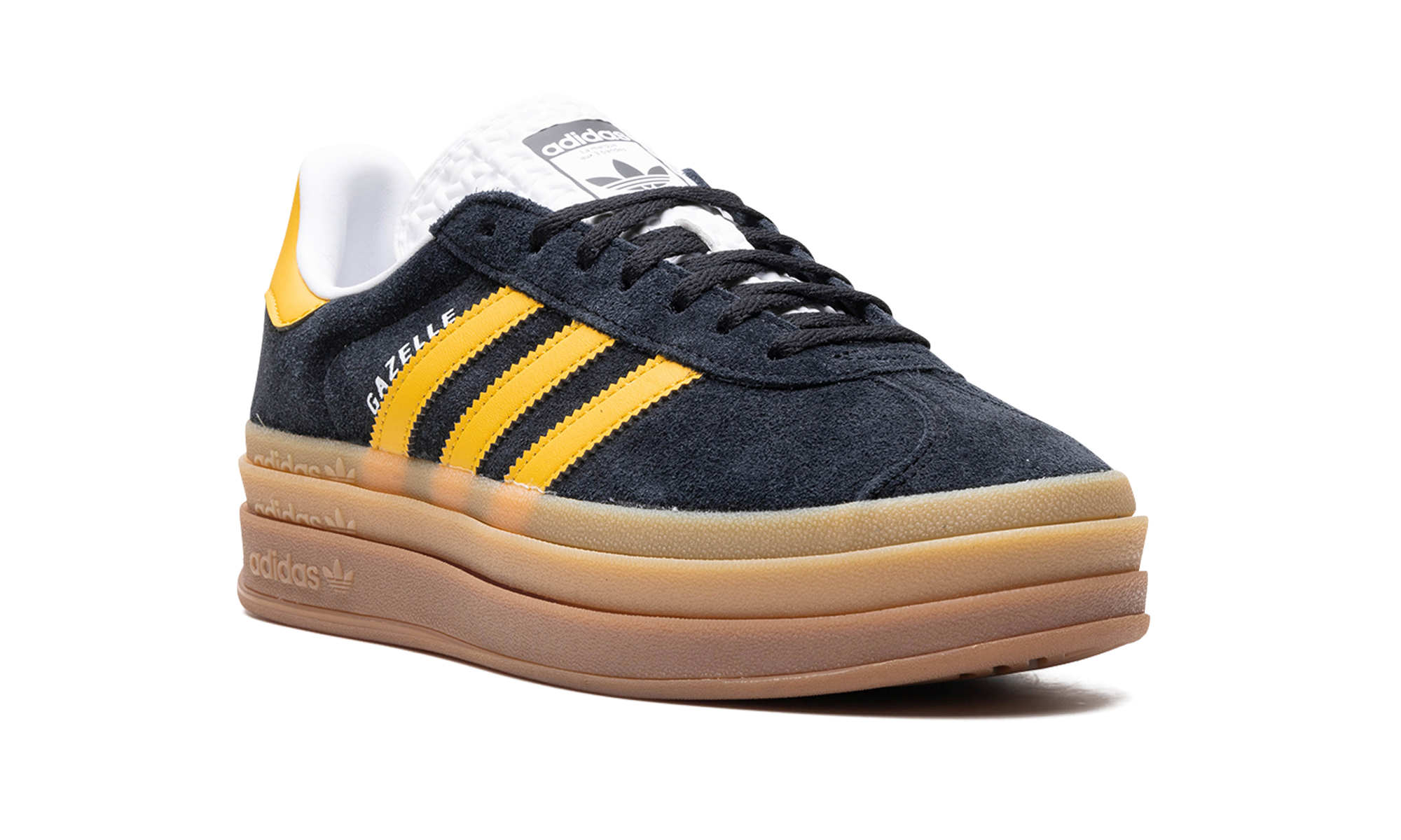 adidas gazelle bold black bold gold women s+IE0422+diagnol right view