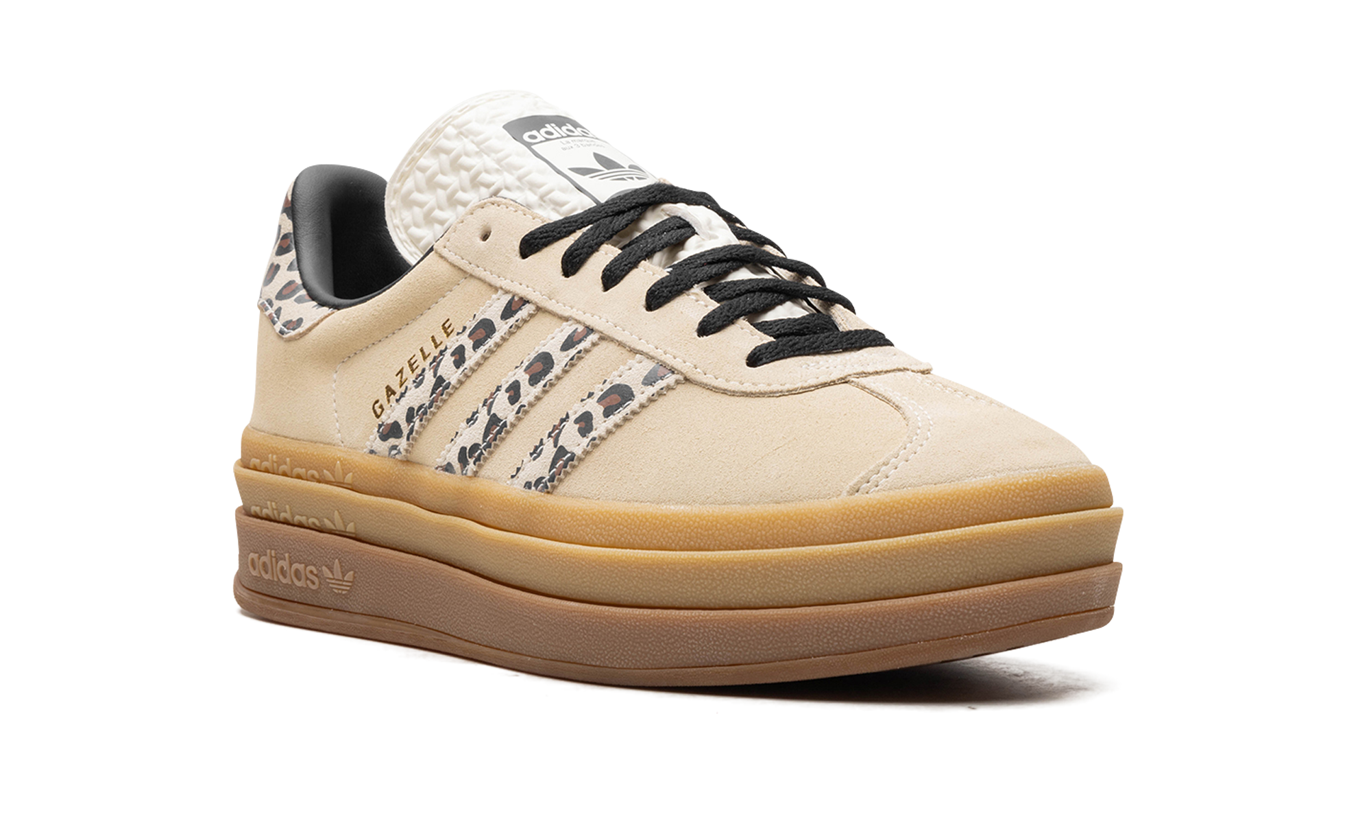 adidas gazelle bold cream black leopard women s+JI1370+diagnol right view