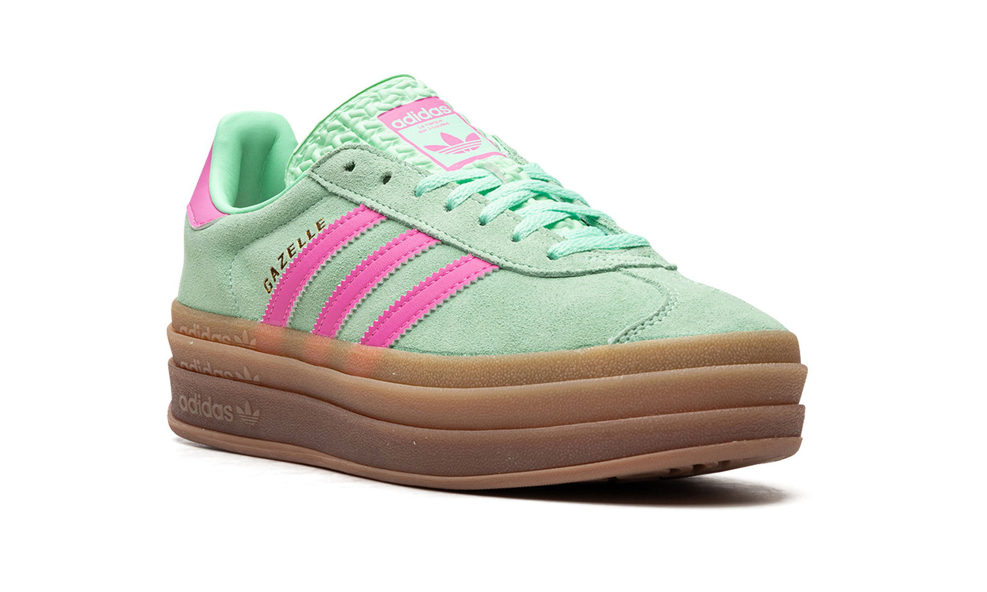 adidas gazelle bold pulse mint pink women s+H06125+diagnol right view